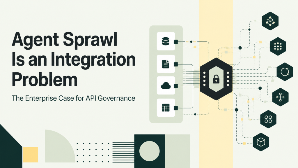 Agent sprawl and API governance control plane connecting enterprise systems