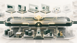 Conceptual Dreamforce 2026 recap illustration showing AI interfaces connected to a governed enterprise backplane supported by data, API integration, identity, observability and cost-control layers.